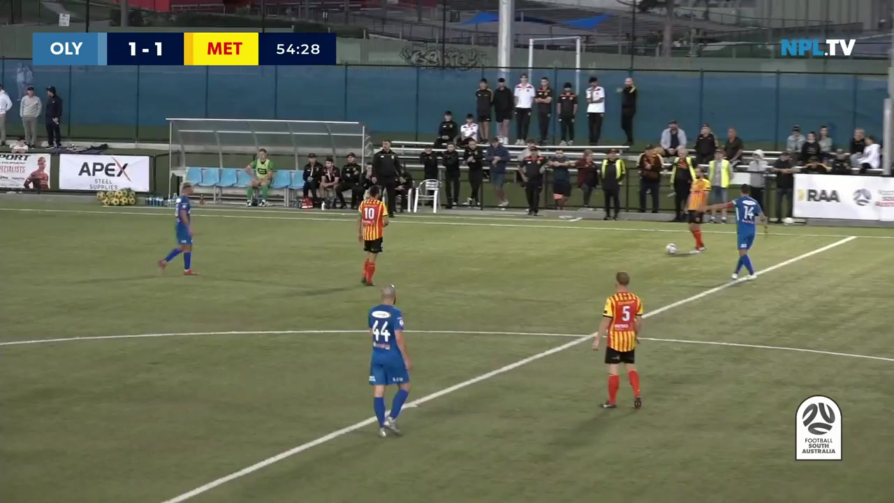 AUS SASL Adelaide Olympic Vs Metrostars SC  Goal in 55 min, Score 1:2