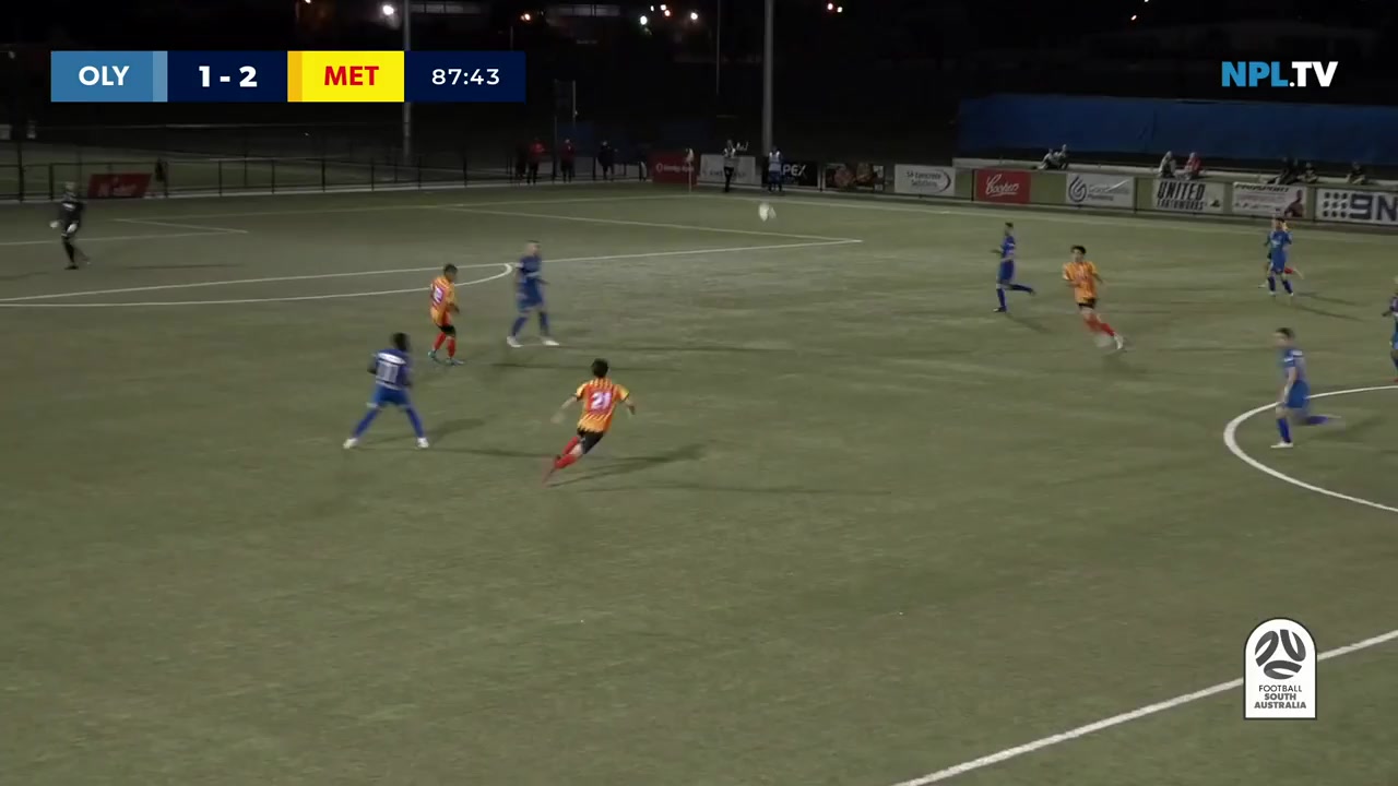 AUS SASL Adelaide Olympic Vs Metrostars SC  Goal in 88 min, Score 2:2