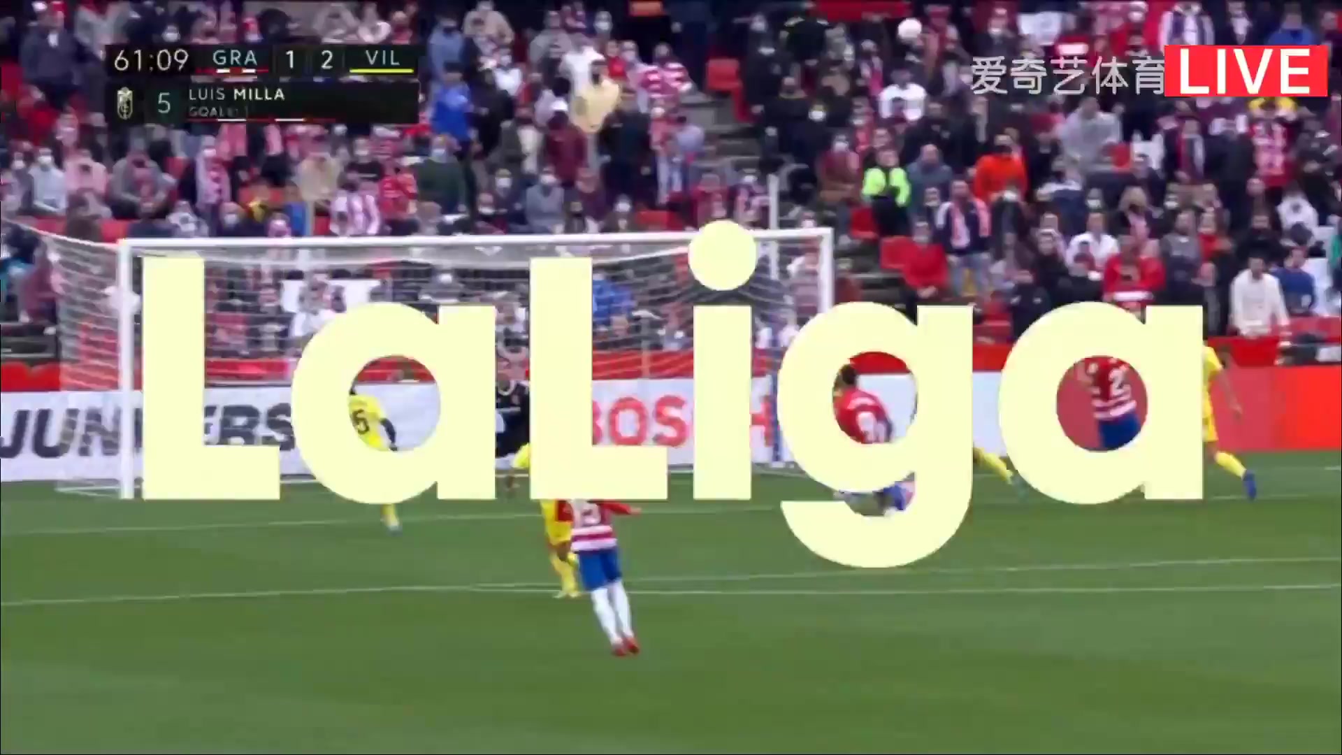 Laliga1 Granada CF Vs Villarreal Luis Milla Goal in 61 min, Score 1:2