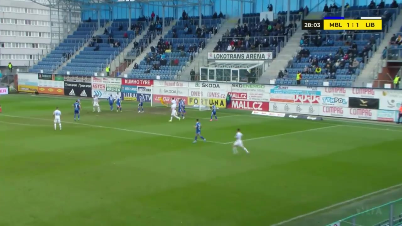 CZE D1 Mlada Boleslav Vs Slovan Liberec Imad Rondic Goal in 28 min, Score 1:2