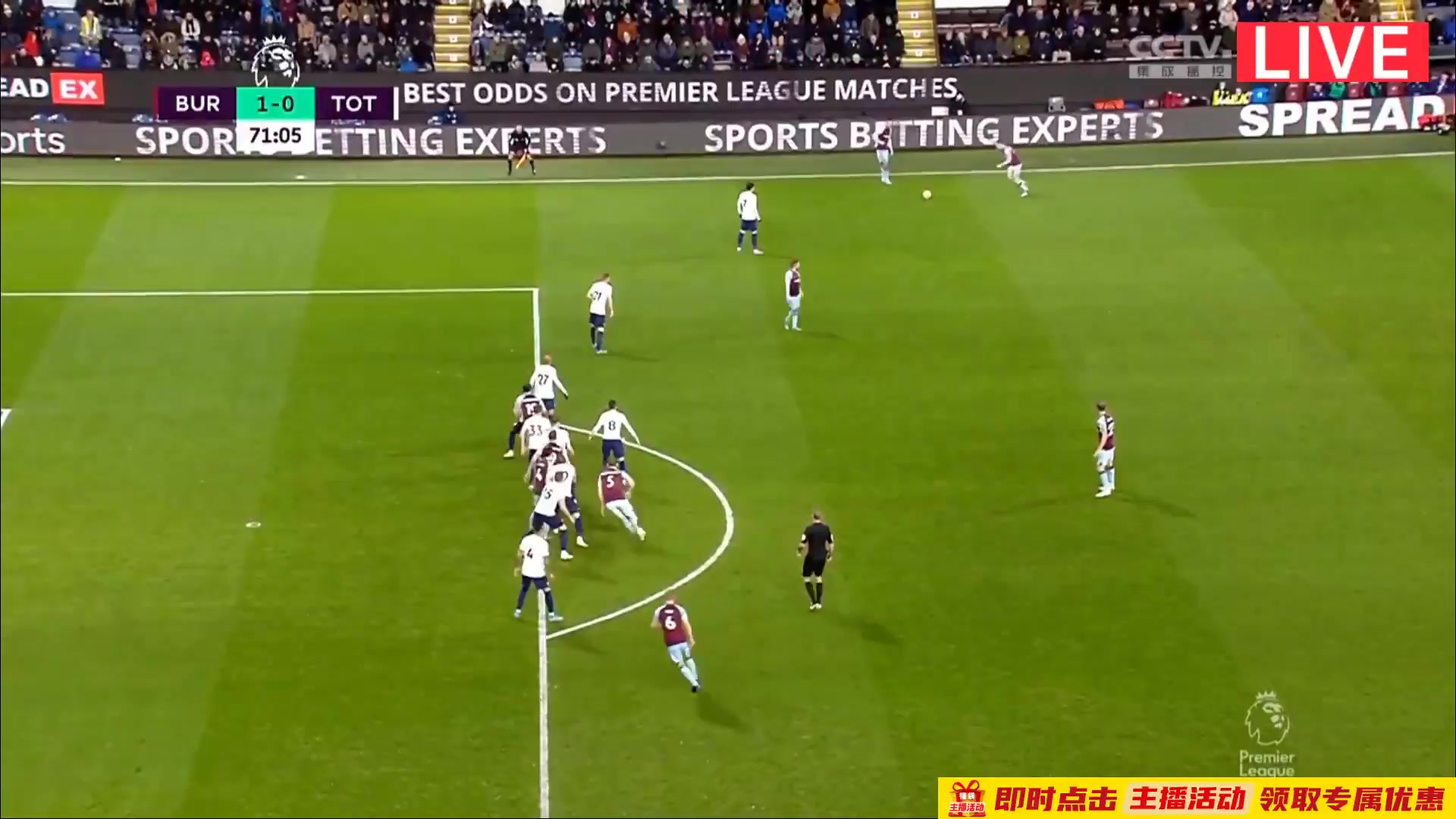 36 Burnley Vs Tottenham Hotspur 70 skor gol Ben Mee, skor 1:0