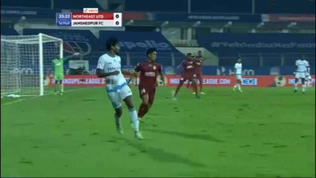 ISL Northeast United Vs Jamshedpur FC Seminlen Doungel Goal in 34 min, Score 0:1