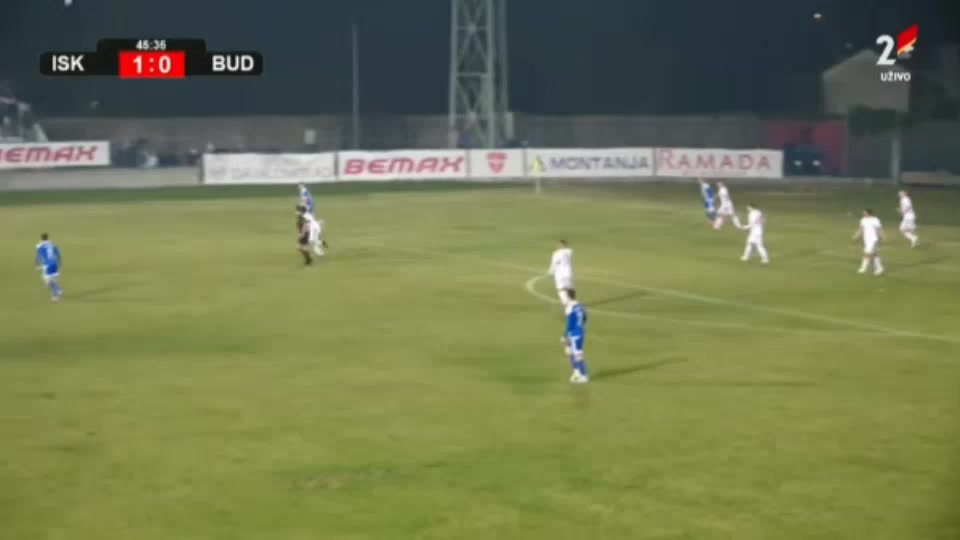 MNE D1 FK Iskra Danilovgrad Vs FK Buducnost Podgorica Sekulić Goal in 45+ min, Score 2:0