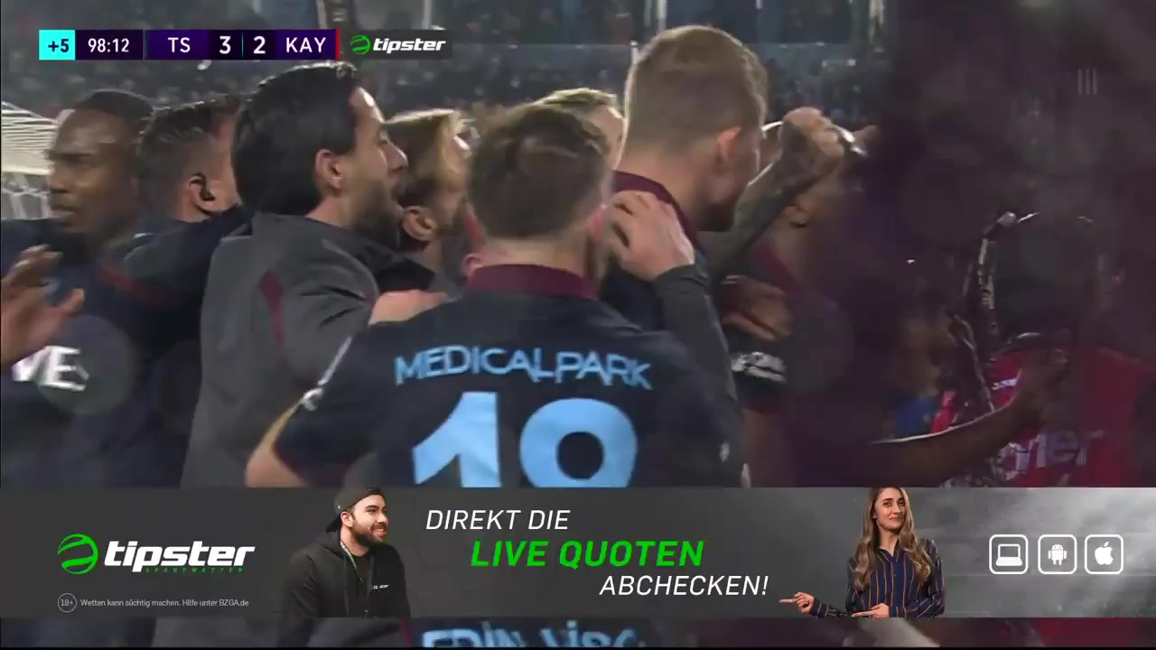 TUR D1 Trabzonspor Vs Kayserispor  Goal in 99 min, Score 3:2
