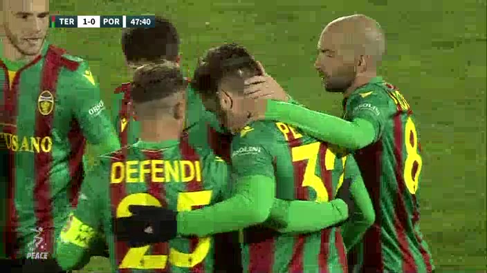 ITA D2 Ternana Vs Pordenone Calcio SSD Stefano Pettinari Goal in 47 min, Score 1:0