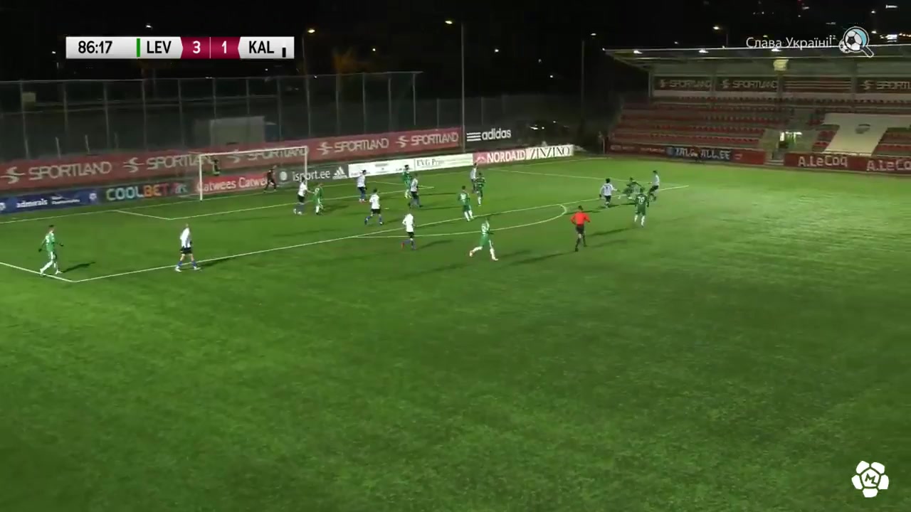 EST D1 Levadia Tallinn Vs JK Tallinna Kalev Robert Kirss Goal in 88 min, Score 4:1