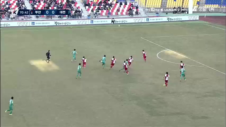 韩K2联 釜山偶像 Vs 大田市民 72分进球,比分0:1