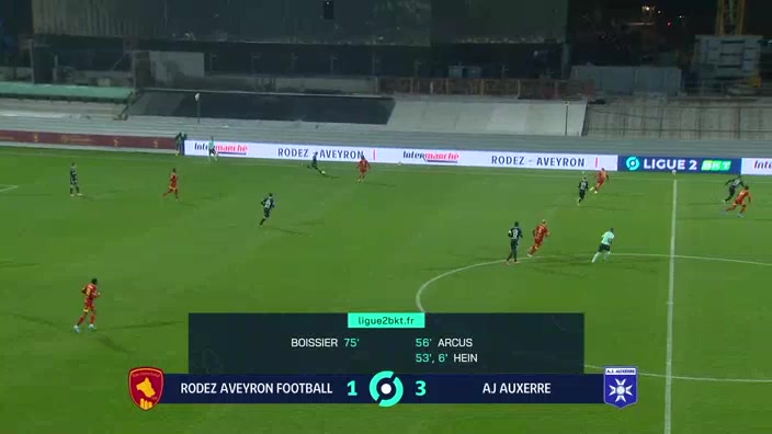 FRA D2 Rodez Aveyron Vs AJ Auxerre  Goal in 76 min, Score 1:3