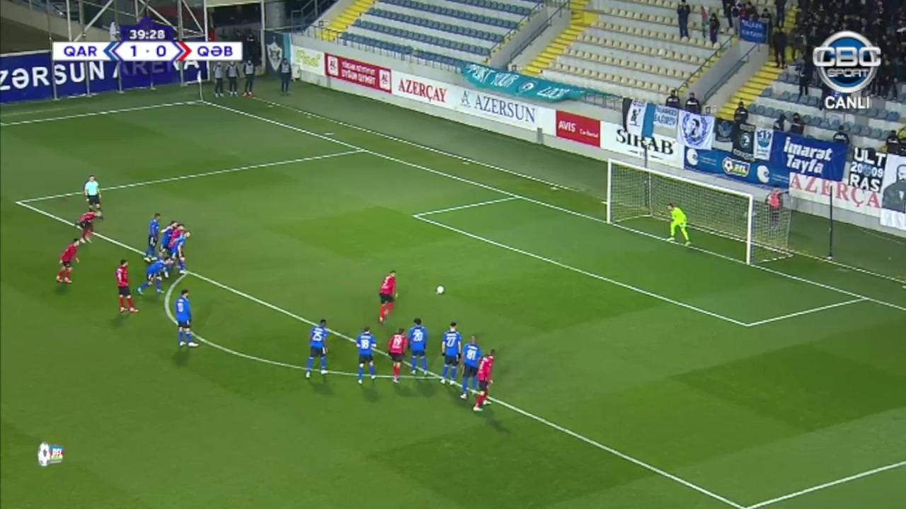 613 Qarabag Vs Qabala 39 skor gol , skor 1:1