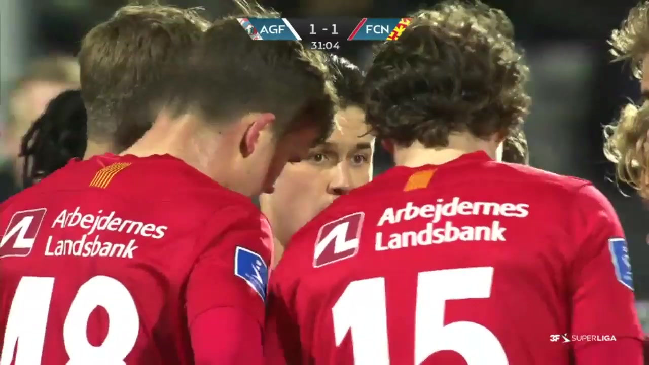 DEN SASL Aarhus AGF Vs Nordsjaelland 31 ทำประตู  ประตู, ทำคะแนน 1:1