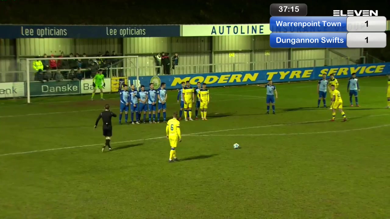 NIR D1 Warrenpoint Town Vs Dungannon Swifts Joe McCready Goal in 37 min, Score 1:2