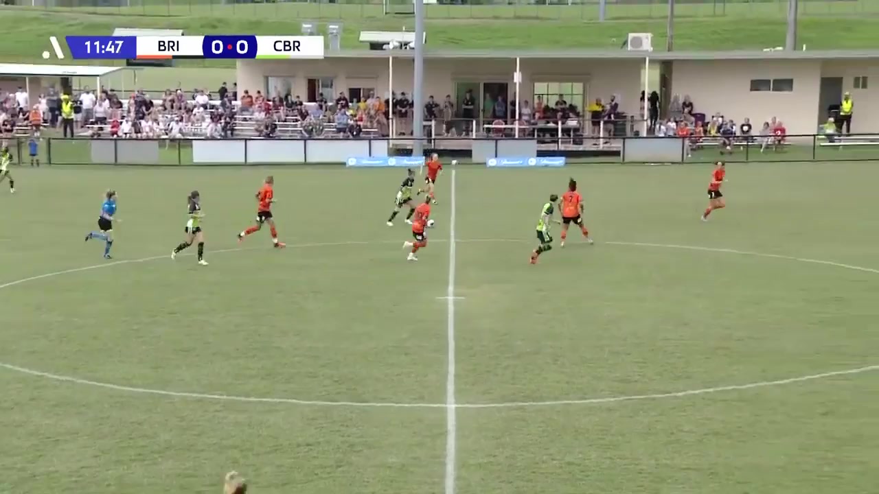 AUS WAL Brisbane Roar (w) Vs Canberra United (w) Crummer Goal in 12 min, Score 1:0