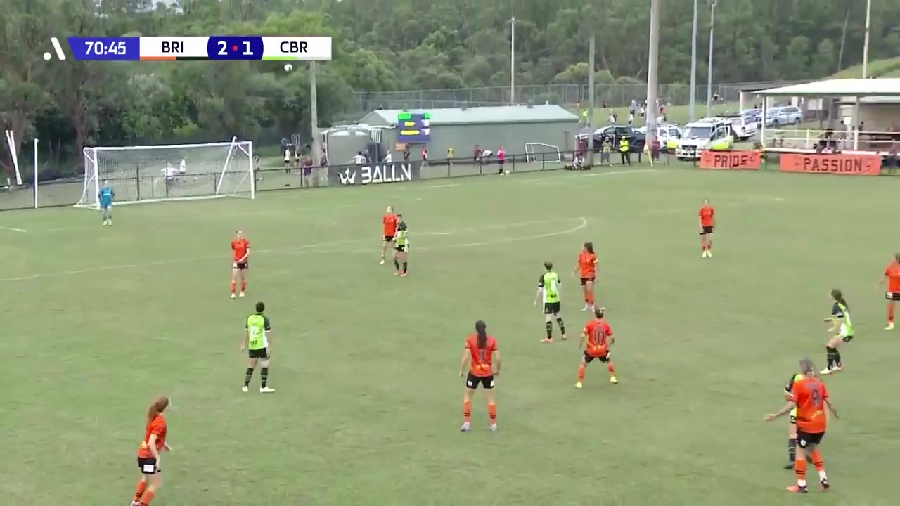 AUS WAL Brisbane Roar (w) Vs Canberra United (w) Heyman Goal in 72 min, Score 2:2