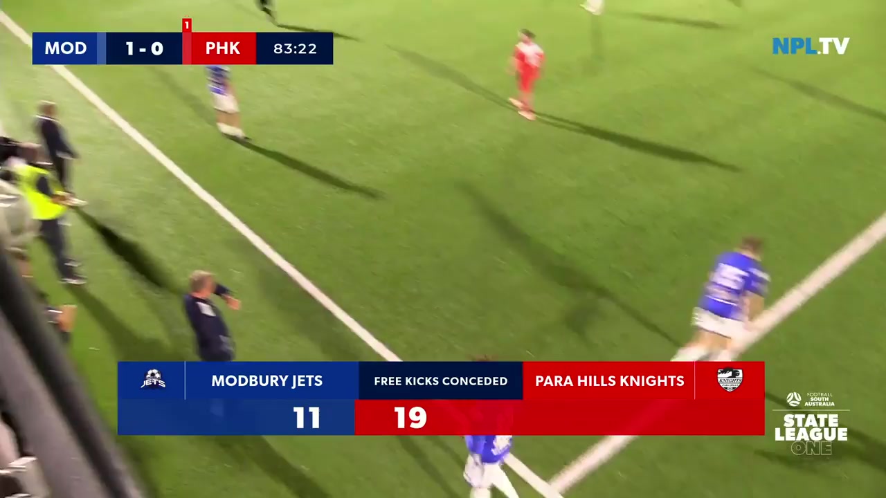 FFSA PL Modbury Jets Vs Para Hills Knlghts SC  Goal in 85 min, Score 2:0