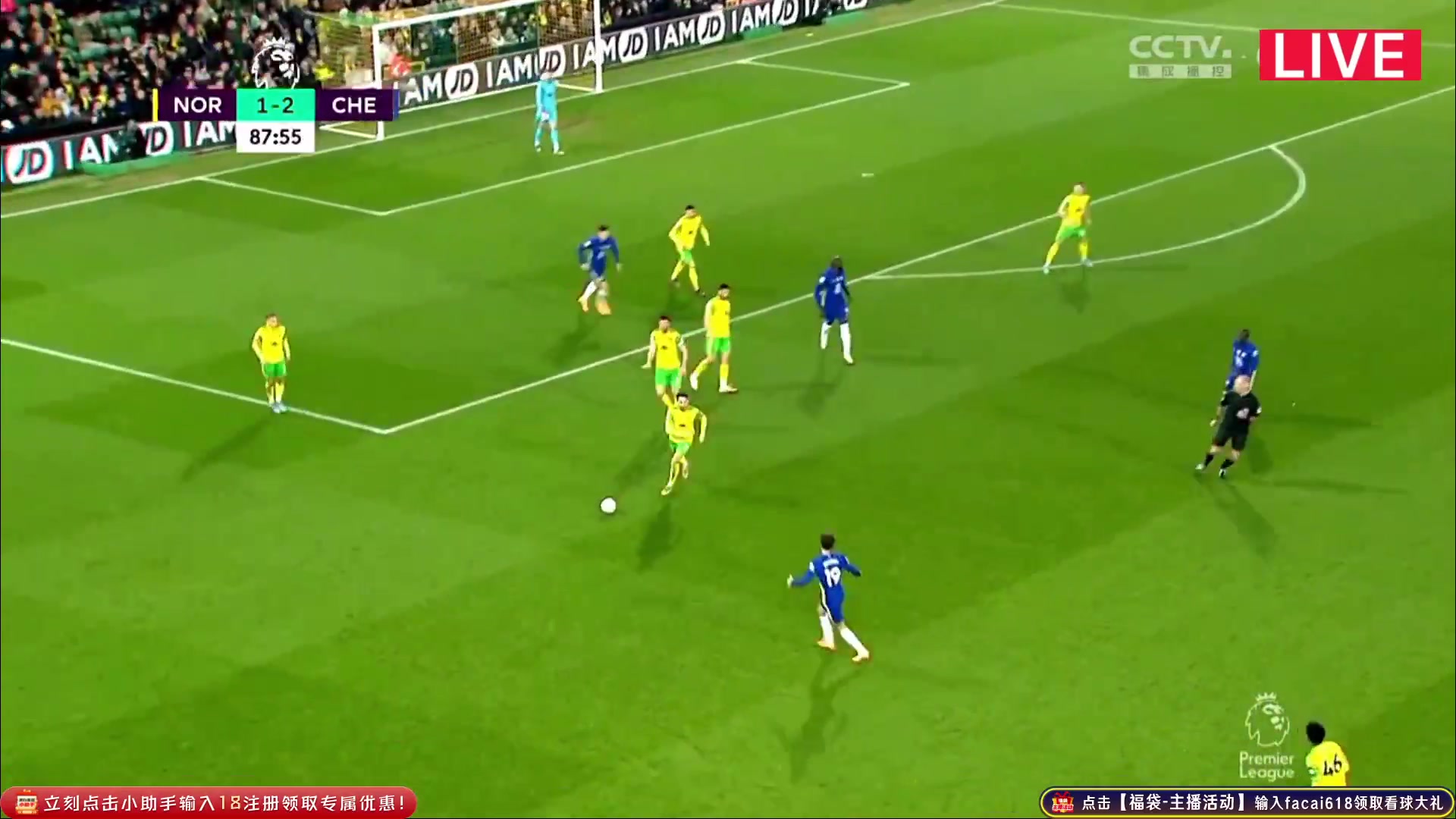 EPL Norwich City Vs Chelsea  Goal in 89 min, Score 1:3