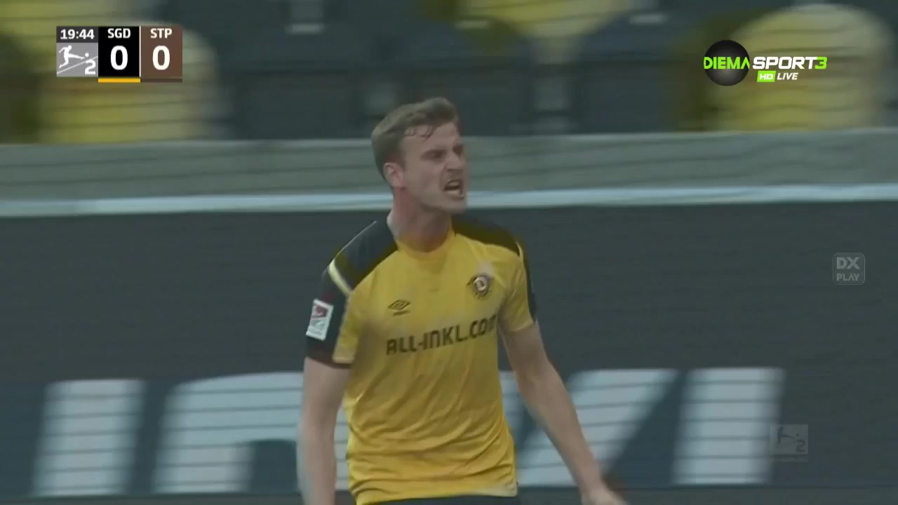 GER D2 Dynamo Dresden Vs St. Pauli Christoph Daferner Goal in 19 min, Score 1:0