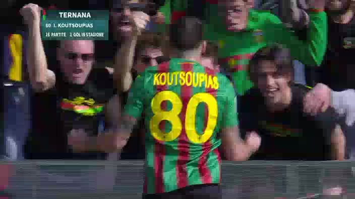 ITA D2 Ternana Vs Cosenza Calcio 1914 Ilias Koutsoupias Goal in 26 min, Score 1:0