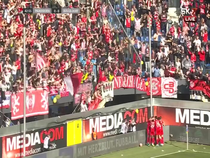 GER D2 SC Paderborn 07 Vs Fortuna Dusseldorf Florian Hartherz Goal in 42 min, Score 0:1