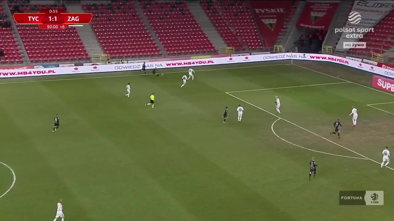 POL D1 GKS Tychy Vs Zaglebie Sosnowiec  Goal in 92 min, Score 2:1