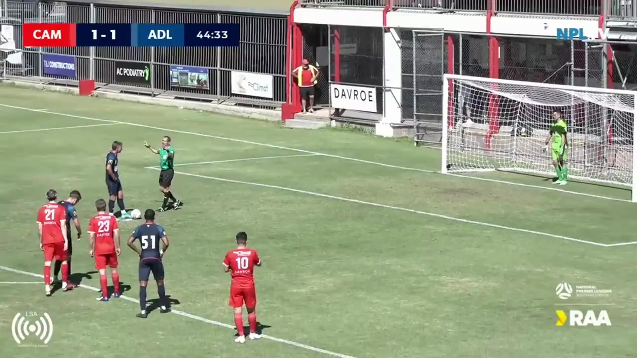 AUS SASL Campbelltown City SC Vs Adelaide United FC (Youth)  Goal in 45 min, Score 1:2