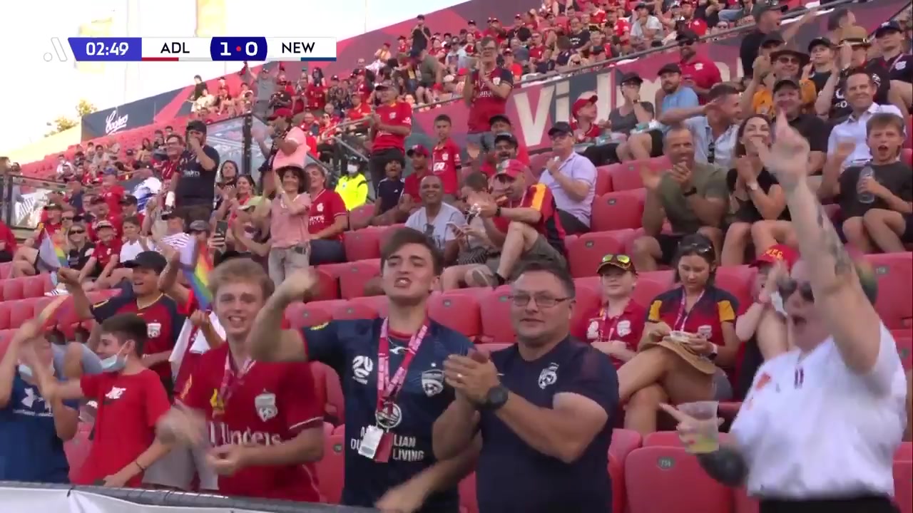 AUS D1 Adelaide United Vs Newcastle Jets 1 phút George BlackwoodVào, ghi bàn 1:0