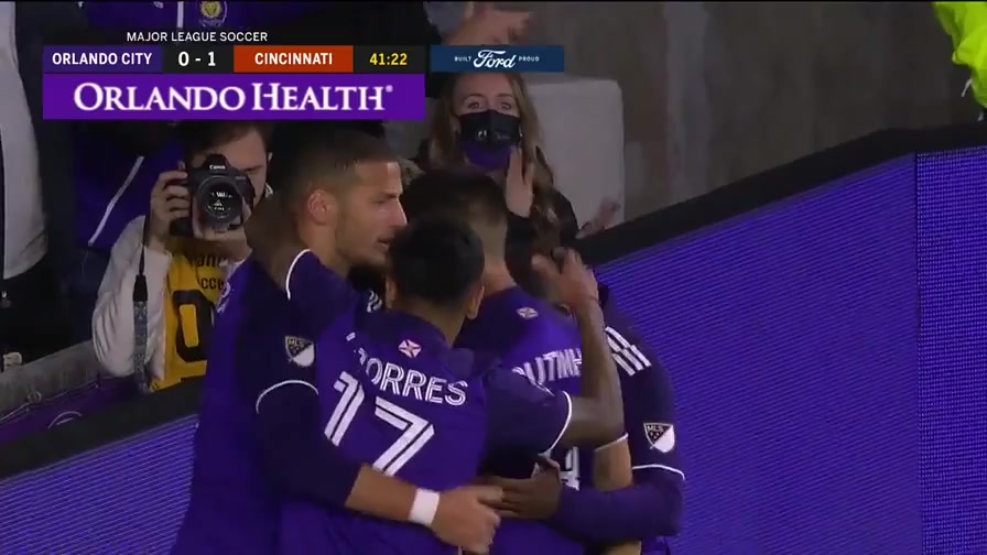 MLS Orlando City Vs FC Cincinnati Ocimar de Almeida Junior,Junior Urso Goal in 41 min, Score 1:1