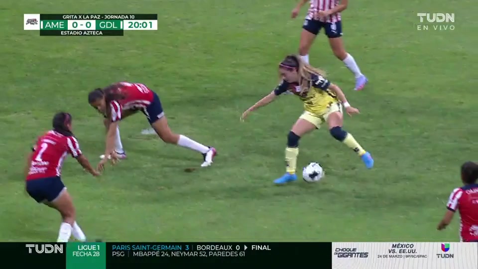 Mex MFW Club America (w) Vs Chivas Guadalajara (w) 21 ทำประตู  ประตู, ทำคะแนน 1:0