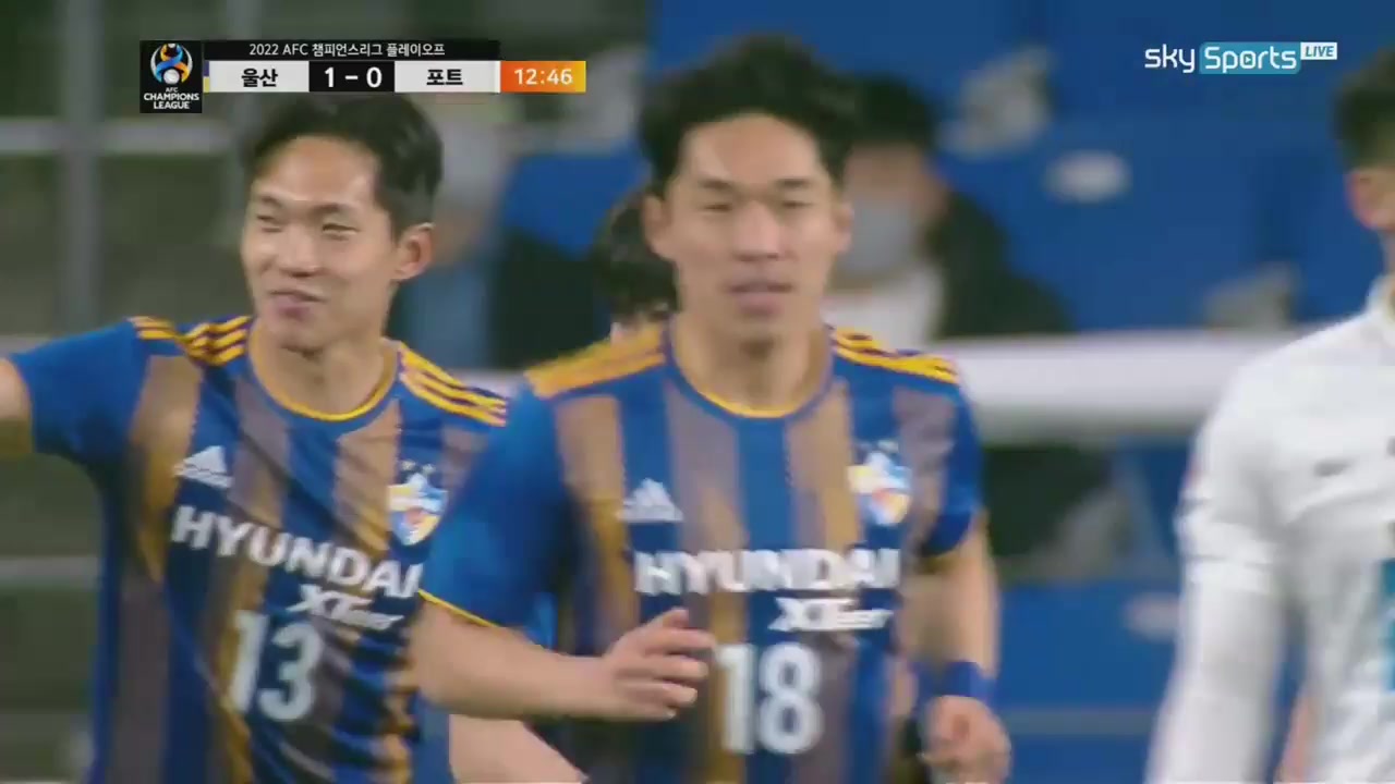 亞冠杯 蔚山現代 Vs 獅子港 12分進球,比分1:0