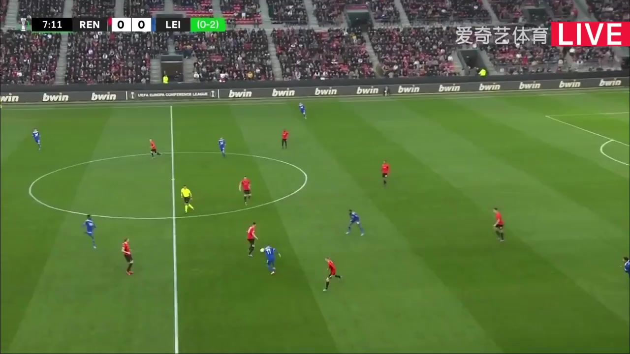 UEFA ECL Rennes Vs Leicester City 7 ทำประตู Benjamin Bourigeaud ประตู, ทำคะแนน 1:0