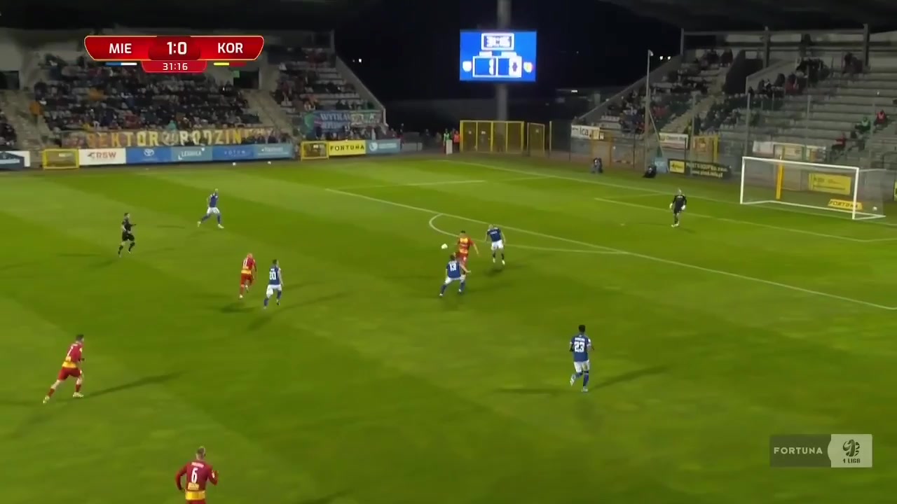 POL D1 Miedz Legnica Vs Korona Kielce Błanik Goal in 33 min, Score 1:1