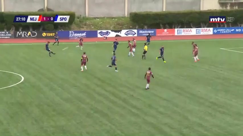 LBN D1 Al-Nejmeh Vs Sporting Club Beirut  Goal in 27 min, Score 1:0
