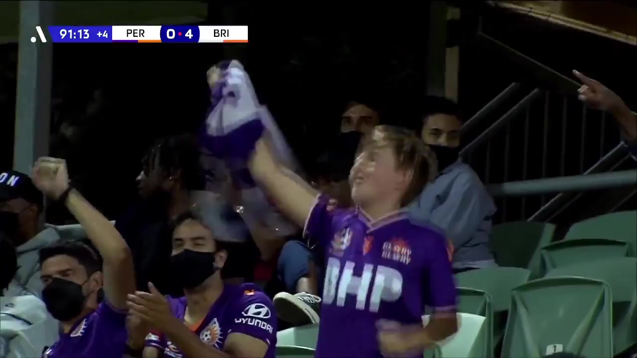 AUS D1 Perth Glory Vs Brisbane Roar  Goal in 92 min, Score 1:4