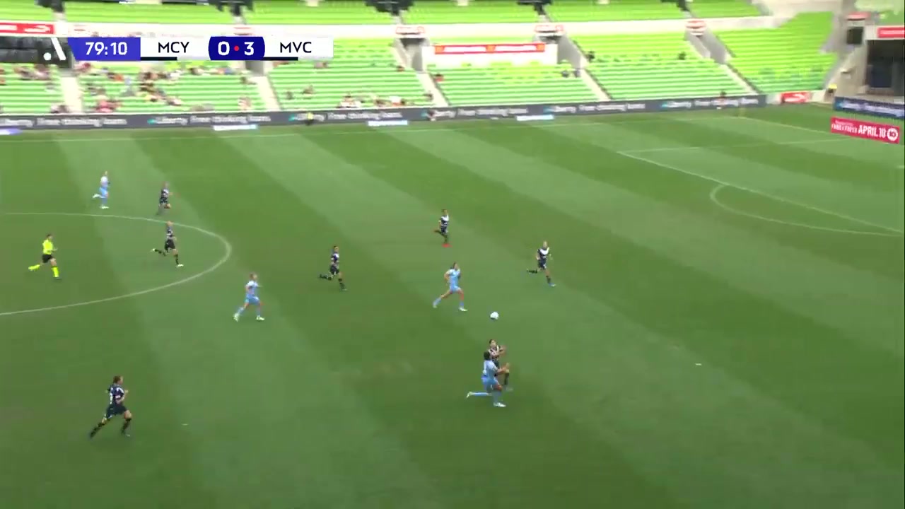 AUS WAL Melbourne City (w) Vs Melbourne Victory (w) Tumeth Goal in 80 min, Score 1:3