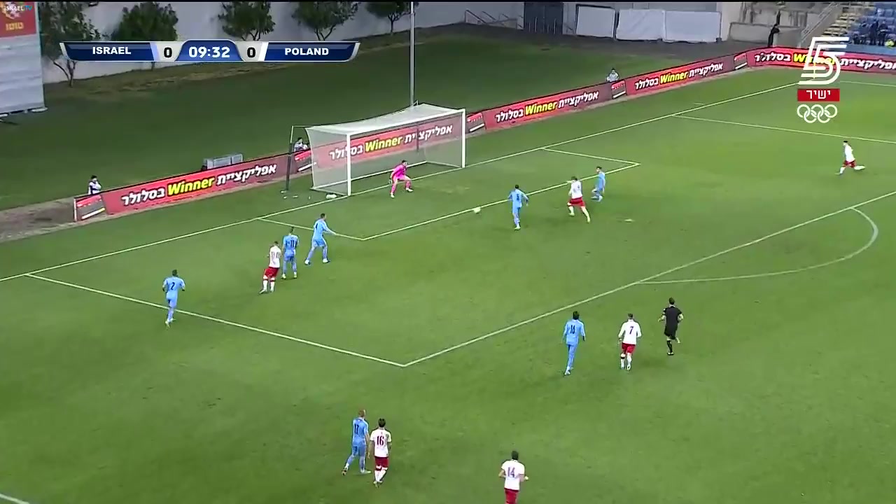 UEFA  U21Q Israel U21 Vs Poland U21 Adrian Benedyczak Goal in 9 min, Score 0:1