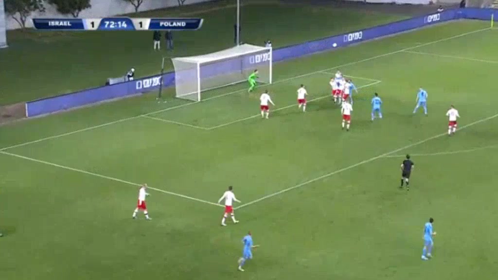 UEFA  U21Q Israel U21 Vs Poland U21 Omri Gandelman Goal in 72 min, Score 2:1