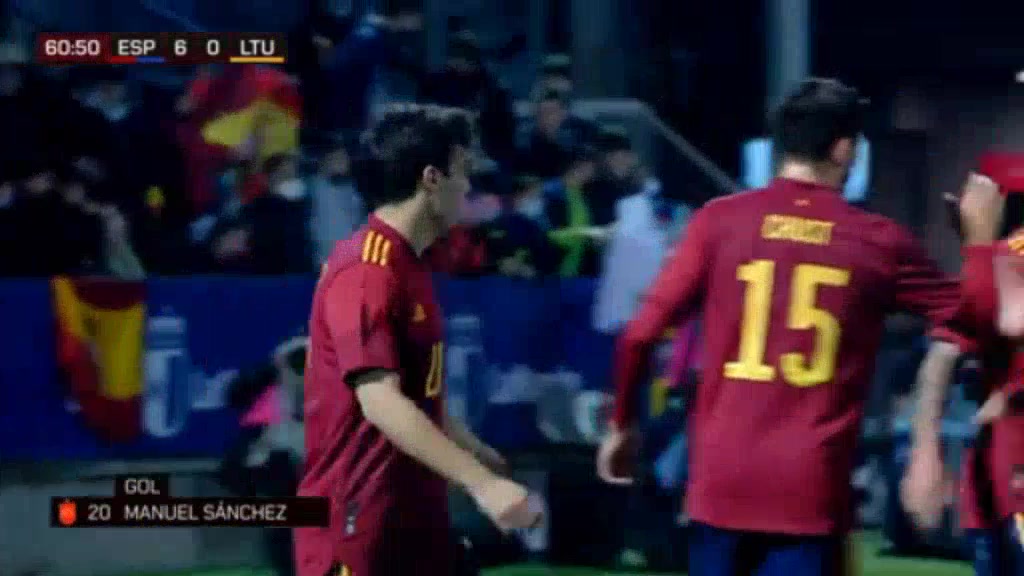 UEFA  U21Q Spain U21 Vs Lithuania U21 Manuel Sanchez De La Pena Goal in 62 min, Score 6:0