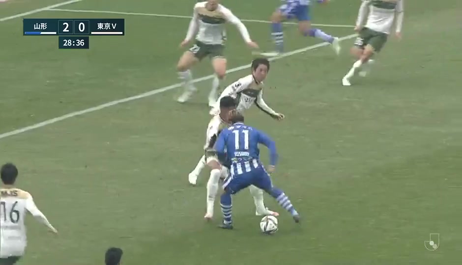 日职乙 山形山神 Vs 东京绿茵 28分藤本佳希进球,比分2:0