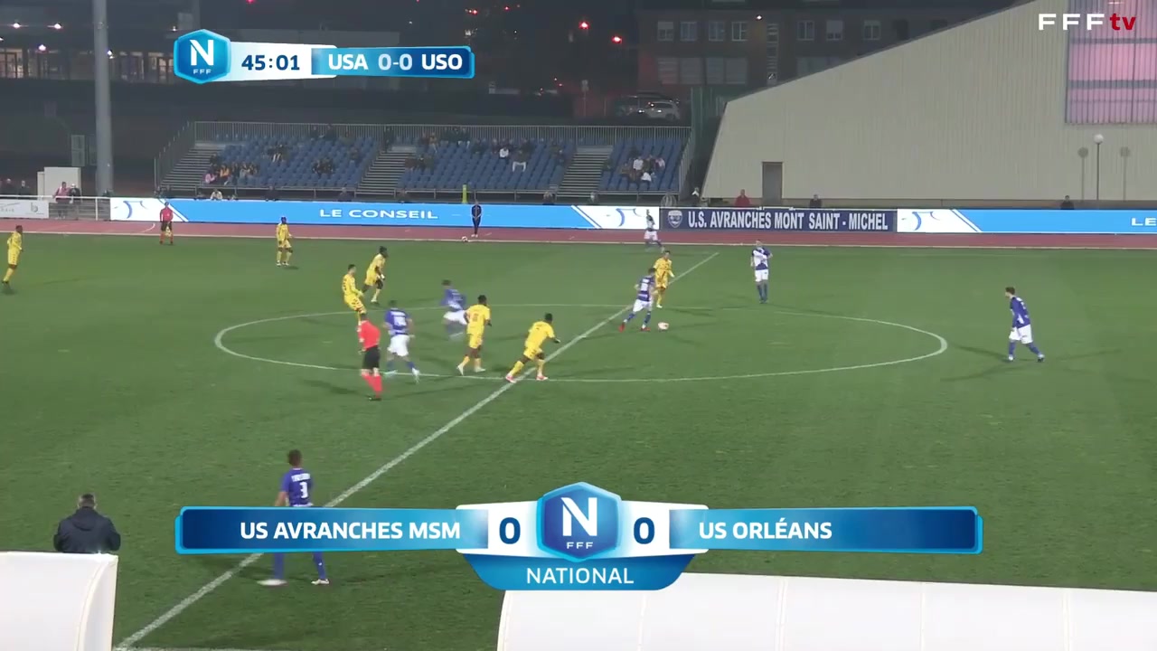 FRA D3 Avranches Vs Orleans US 45 Talal Goal in 47 min, Score 1:0