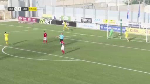 UEFA  U21Q Malta U21 Vs Lithuania U21 Steponavicius F. Goal in 93 min, Score 1:3