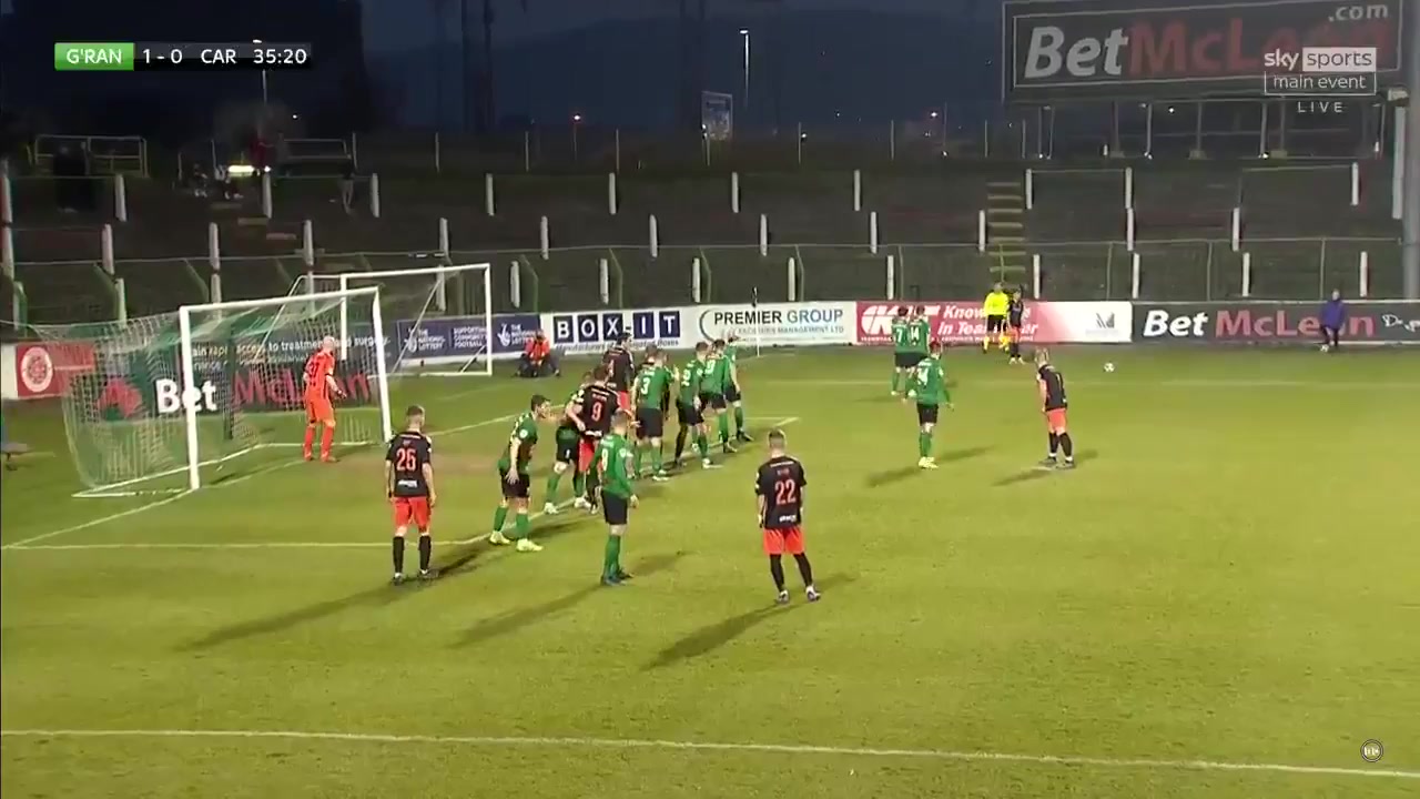 NIR D1 Glentoran FC Vs Carrick Rangers Jay Donnelly Goal in 36 min, Score 2:0