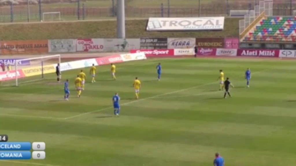 UEFA U19 Iceland U19 Vs Romania U19 Hoti Goal in 13 min, Score 1:0