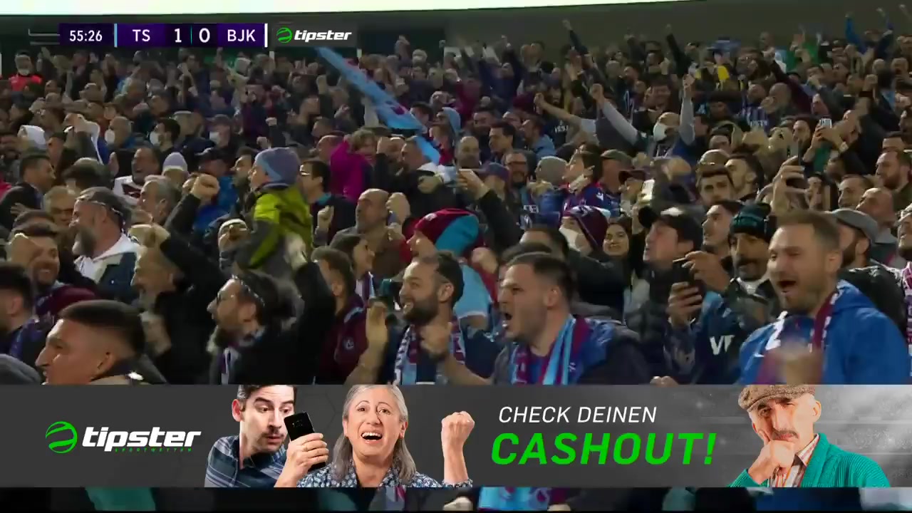 TUR D1 Trabzonspor Vs Besiktas JK Andreas Cornelius Goal in 56 min, Score 1:0