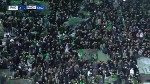 GRE D1 Panathinaikos Vs PAOK Saloniki 64 phút Juan Carlos Perez LopezVào, ghi bàn 2:0