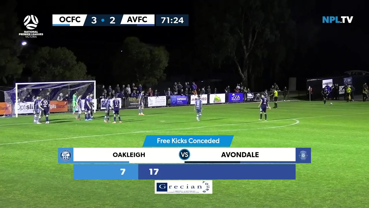 AUS VPL Oakleigh Cannons Vs Avondale FC 72 ทำประตู  ประตู, ทำคะแนน 4:2