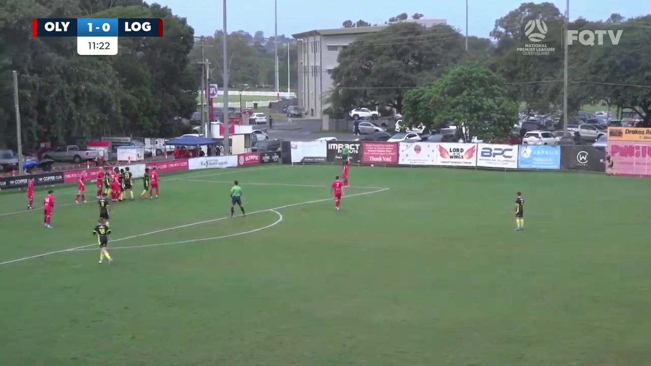 AUS QSL Brisbane Olympic United FC Vs Logan Lightning Strauss Goal in 12 min, Score 1:1