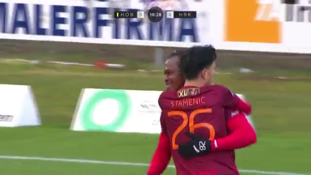 DEN D1 Hobro Vs Herfolge Boldklub Koge Nsungusi Effiong Goal in 18 min, Score 0:1