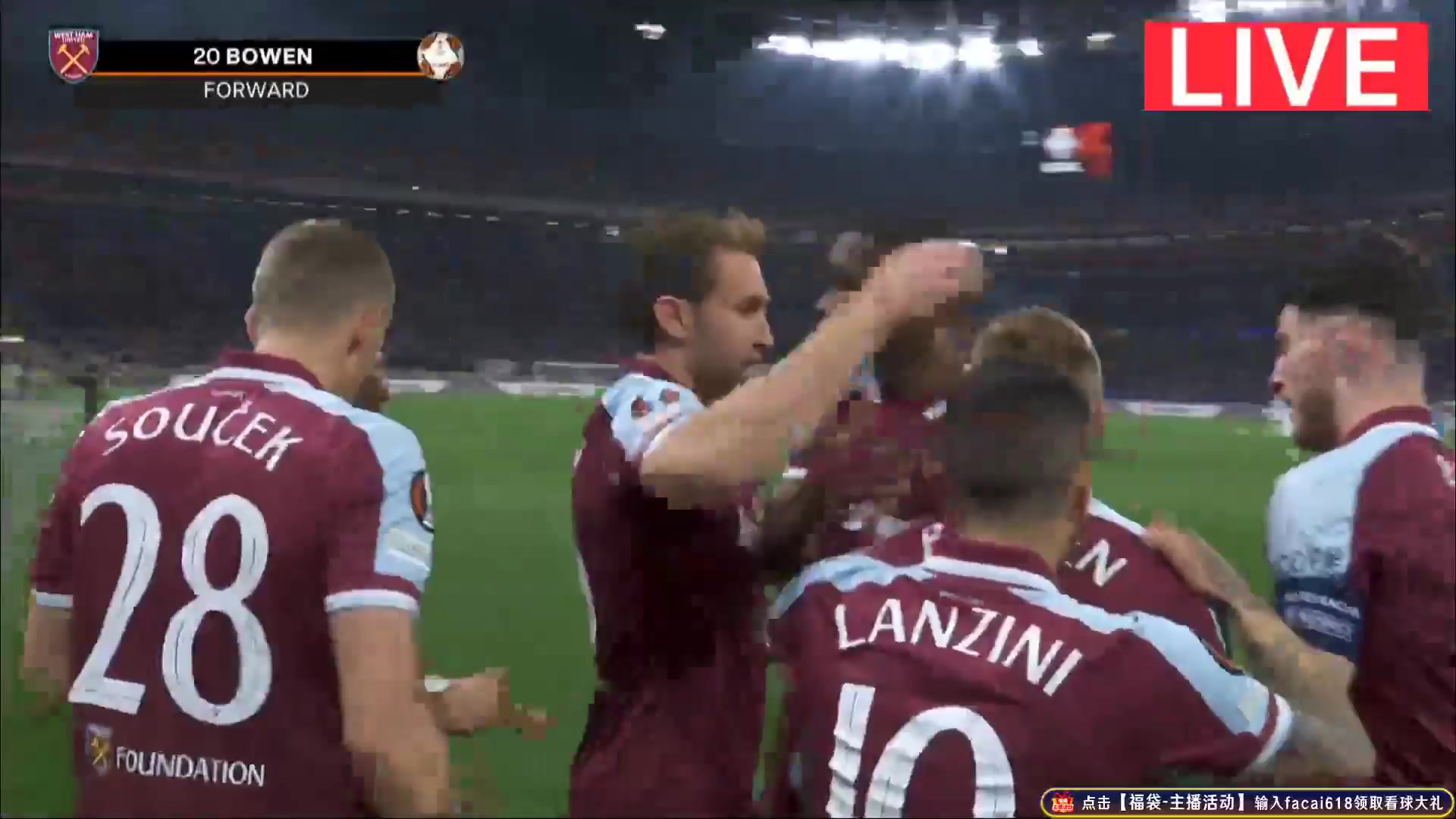 UEFA EL Lyon Vs West Ham United 49 ทำประตู  ประตู, ทำคะแนน 0:3