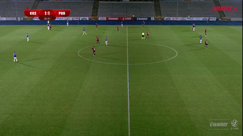 POL D2 KP Calisia Kalisz Vs Pogon Siedlce Marcinho Goal in 38 min, Score 1:2