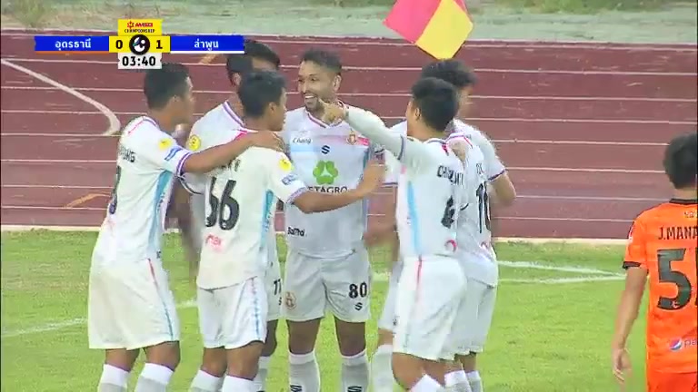 THA L2 Udon Thani Vs Lamphun Warrior Jeffren Isaas Suarez Bermudez Goal in 3 min, Score 0:1
