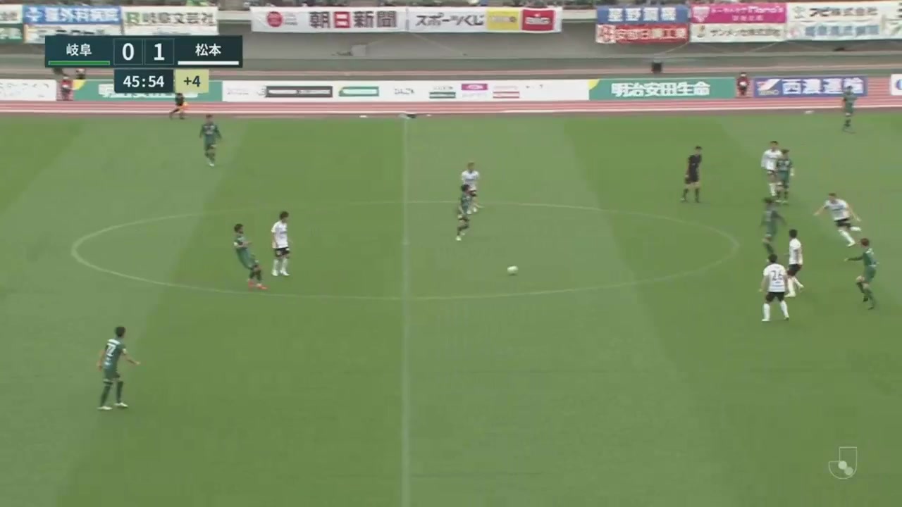 日丙 FC岐阜 Vs 松本山雅 45+分进球,比分1:1